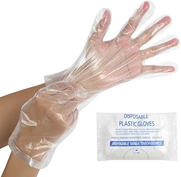 100Pcs Clear Disposable Plastic Gloves for Food Cleaning