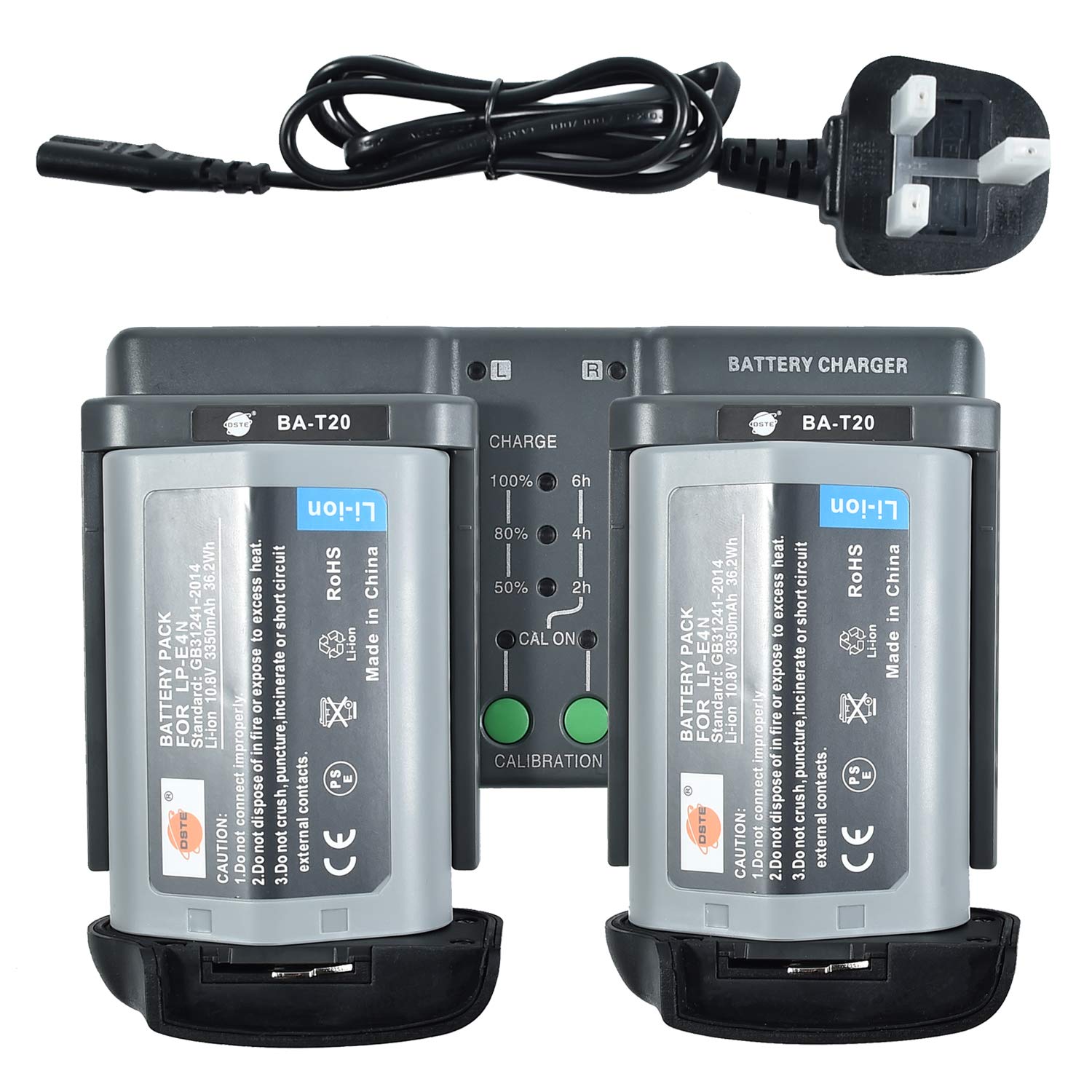 DSTE 2pcs LP-E4N Li-ion Battery + DMH26A-3-in-one Power Battery Charger Compatible for Canon LP-E4,LP-E19,EOS-1D X Mark II,EOS-1D X,EOS-1D Mark IV,EOS-1Ds Mark III,EOS-1D Mark III Camera
