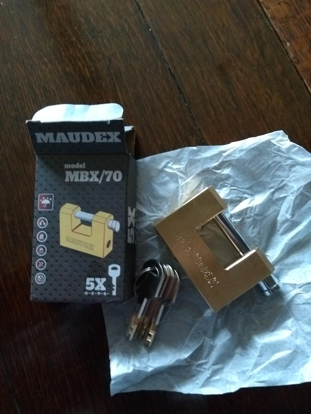 Cadenas Laiton Robuste 5 Clés - Anti-perçage, Anti-crochetage, Pour Conteneur, Garage, Moto