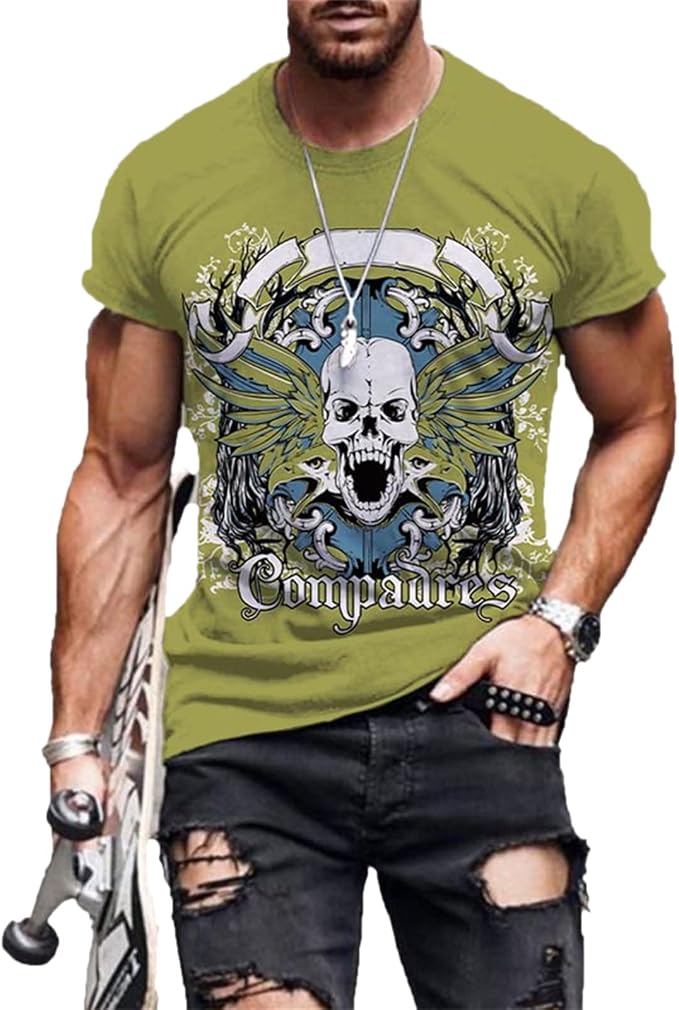 T-shirt grafiche con stampa teschio T-shirt stile gotico da uomo Tema horror Abbigliamento da uomo T-shirt a maniche corte da uomo T-shirt oversize