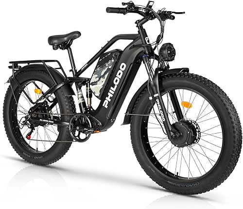 PHILODO Electric Bike for Adults, Dual Motor Fat Tire Ebike
