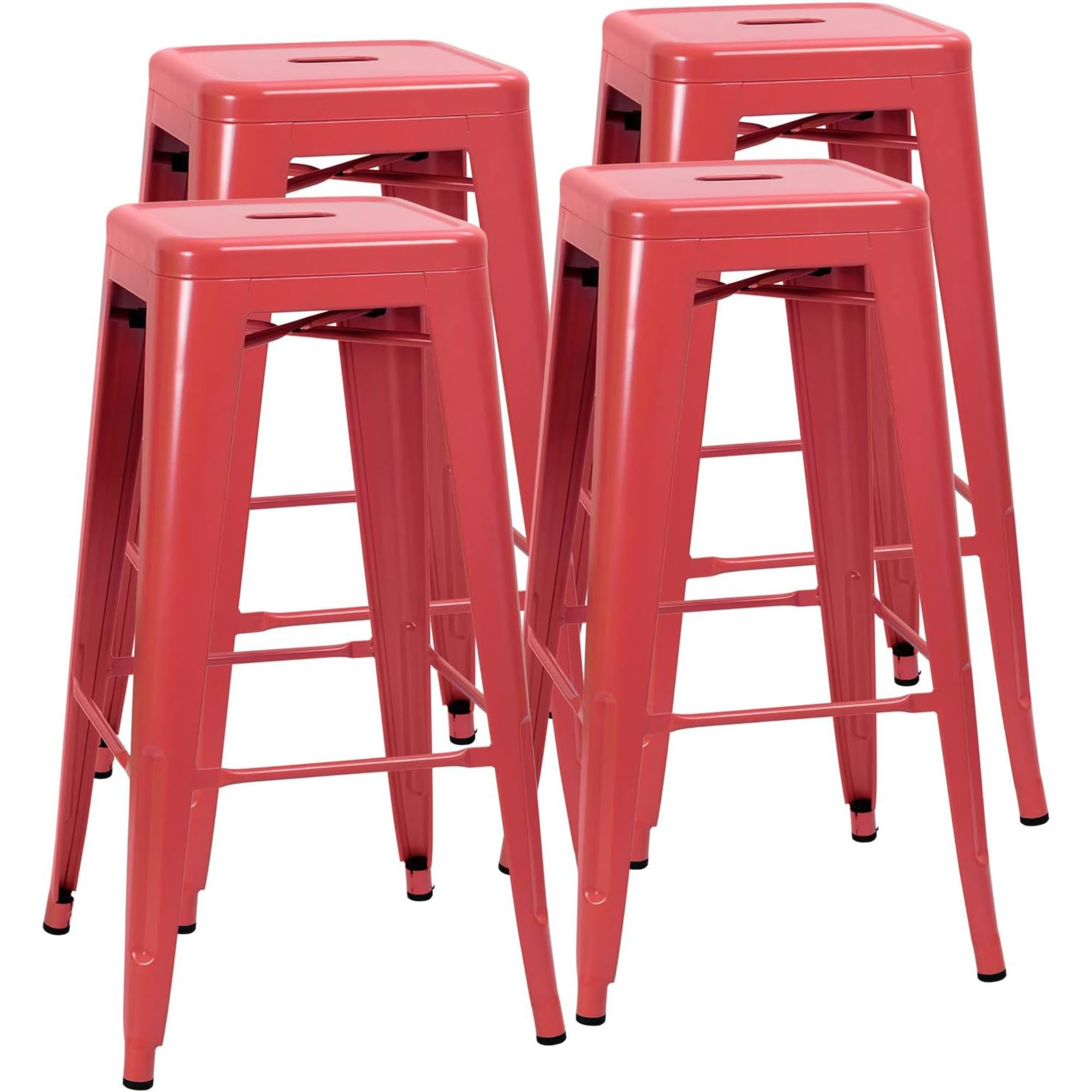 JUMMICO 30 Inches Metal Bar Stools Industrial Barstools Stackable High Backless Stools Vintage Indoor Outdoor Stackable Kitchen Stools