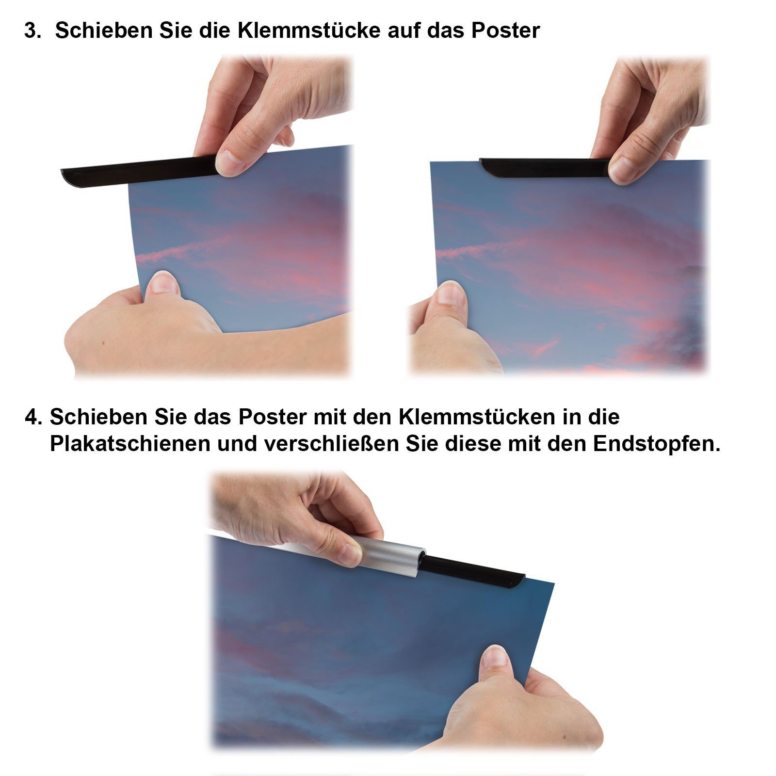 Leha Posterschienen, Posterclip, Plakatschienen Set 140cm Aluminium Eleganz
