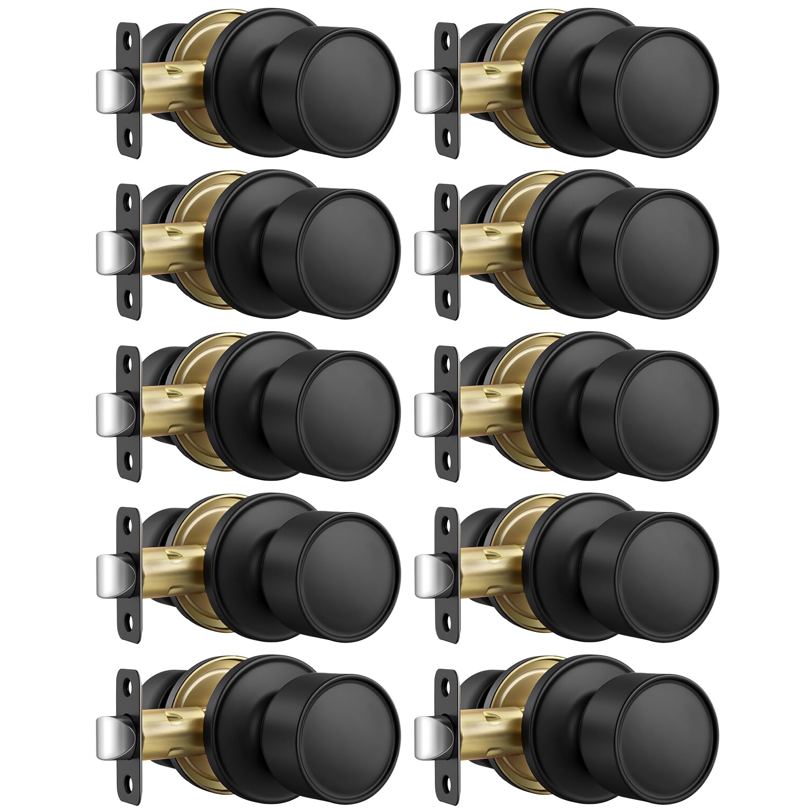 Goldenwarm Matte Black Privacy Door Knobs (10 Pack) -13