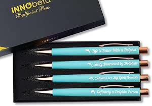 Book Lover Pen Set - 4 Rose Gold Ballpoint Pens With Literary Quotes For Readers & Bookworms