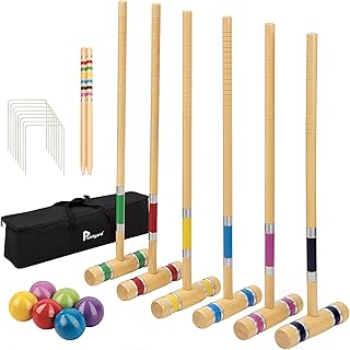 Pointyard Six Player Croquet Set, 28’’ Croquet Set with Wooden Mallets/Colored Ball/Wickets/Stakes for Adults/Teenager/Family-Perfect for Lawn/Backyard Game/Park (Includes Carry Bag)