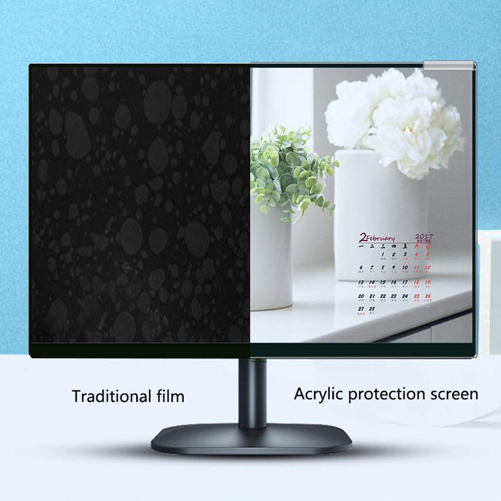 WLWLEO Pellicola salvaschermo per Computer Desktop da 22 "a 28" Pellicola Anti-Luce Blu, Allevia l'affaticamento degli Occhi, Filtro di Protezione sospeso per Lo Schermo dei Monitor,28" 635 * 370