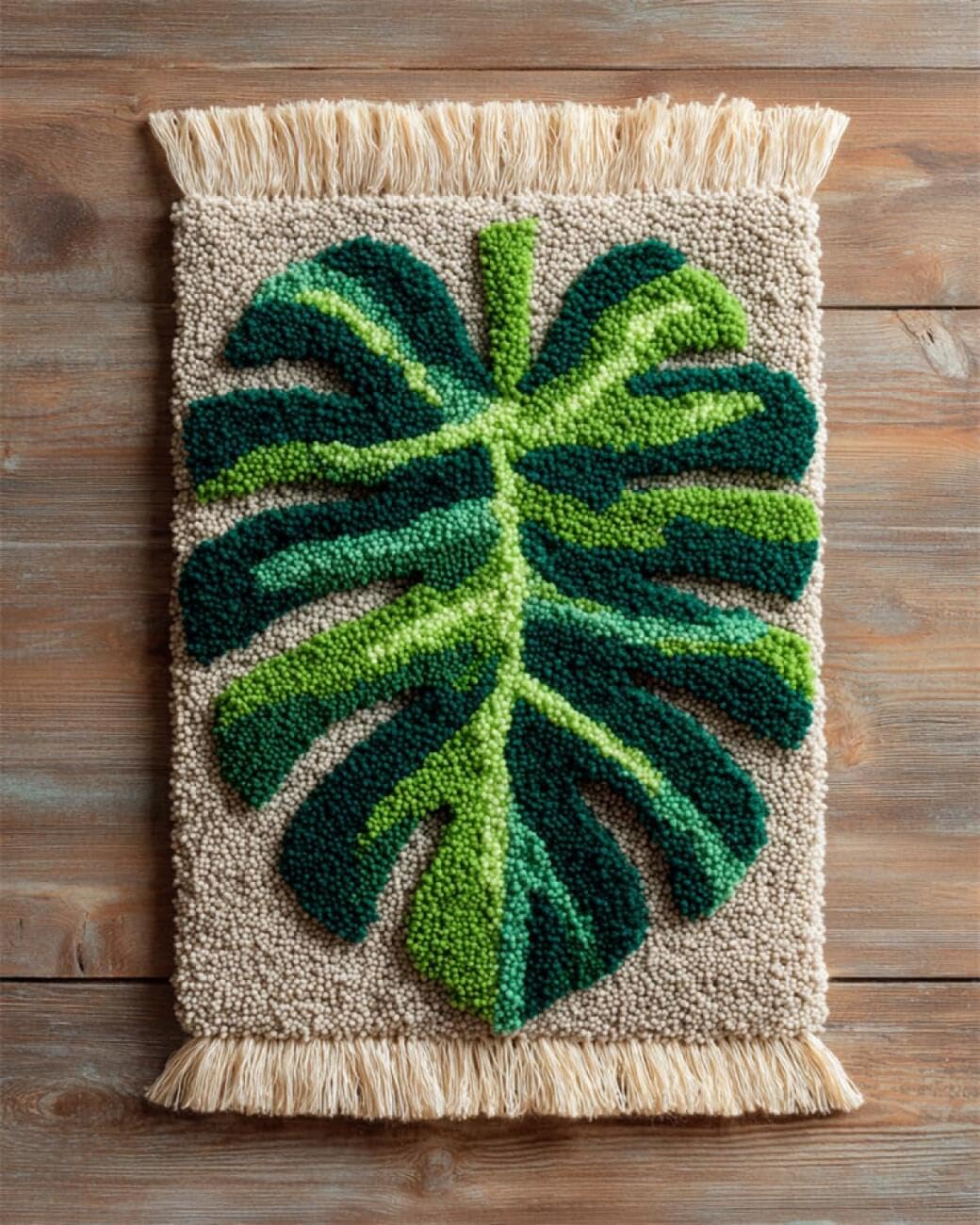 AxiangziK DIY Latch Hook Kits for Adults Monstera Leaves Latch Hook Kits for Beginners，Seniors，3D DIY Enthusiasts Rug Making Set 20x15in