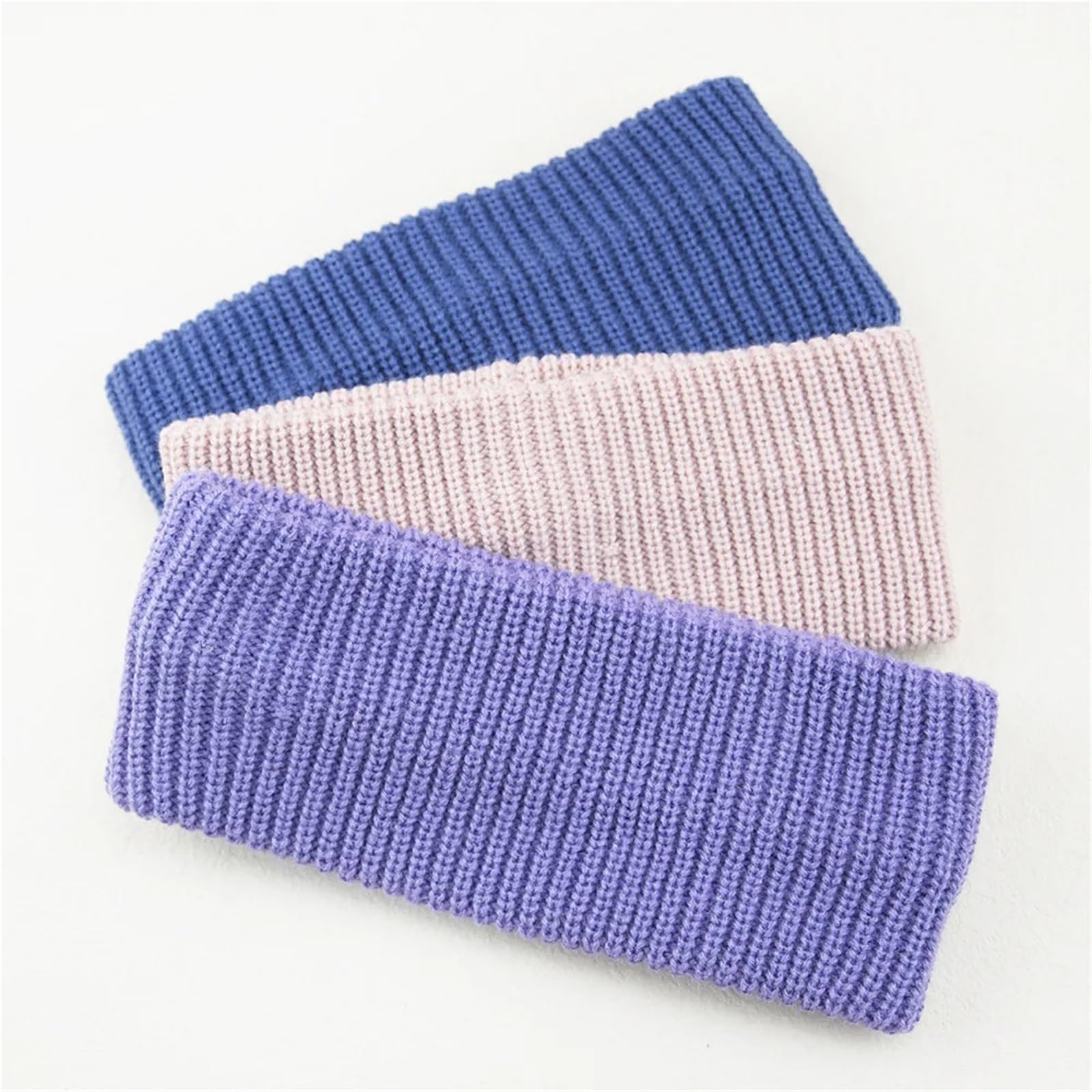 Stirnband 3PCS Einfache Feste Farbe Gestrickt Breiten Stirnband Frauen Sport Haarbänder Vertikale Gestreiften Kopf Abdeckung Winter Ohr Wärmer Winter Stirnband(Gray A)