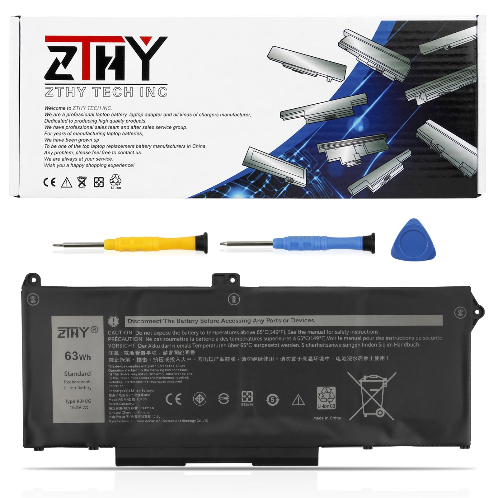 Amazon.com: ZTHY RJ40G 4-Cell 63Wh Laptop Battery Replacement for