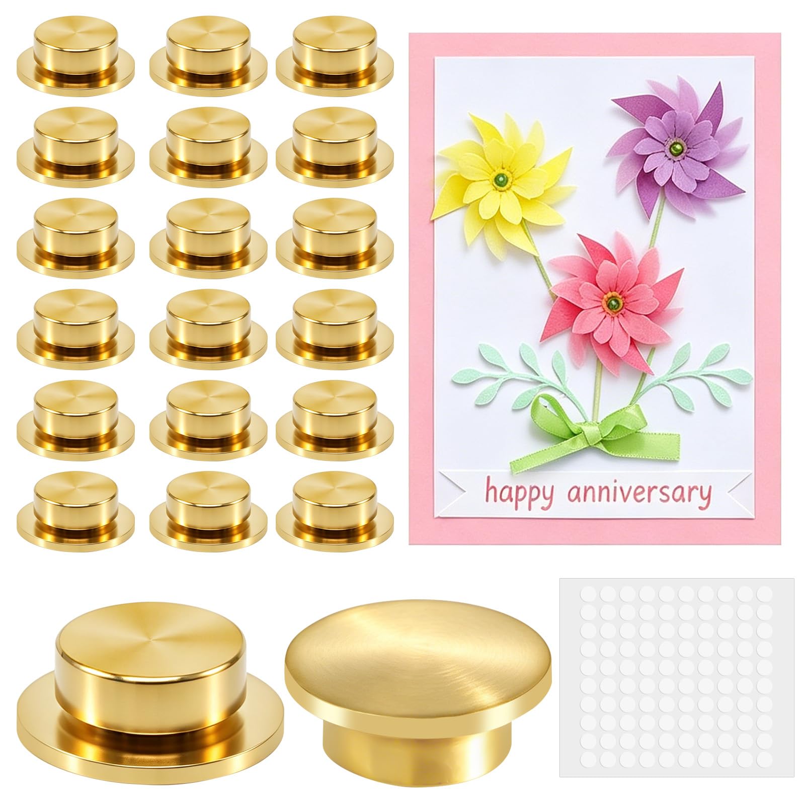 20Pcs Card Making Rotating Spinners Dies, 360° Smooth Spinners for DIY Paper Crafts Scrapbooking Jewelry Nail Art, Mini Metal Bearings for Greeting Cards, Gold 5x7x2.5mm