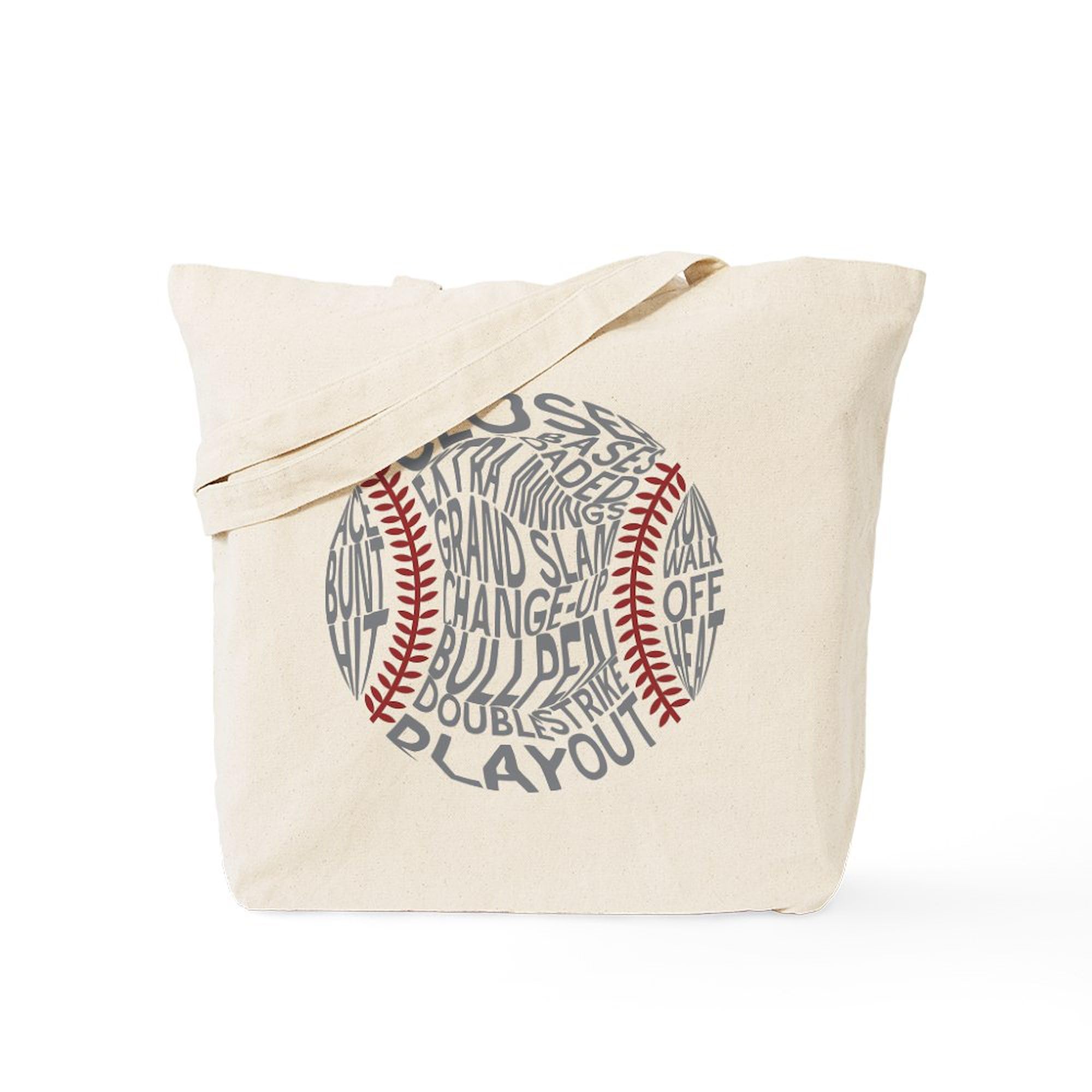 CafePress Baseball Word Cloud Tote Bag Reusable Natural Beige Canvas Shopping Bag