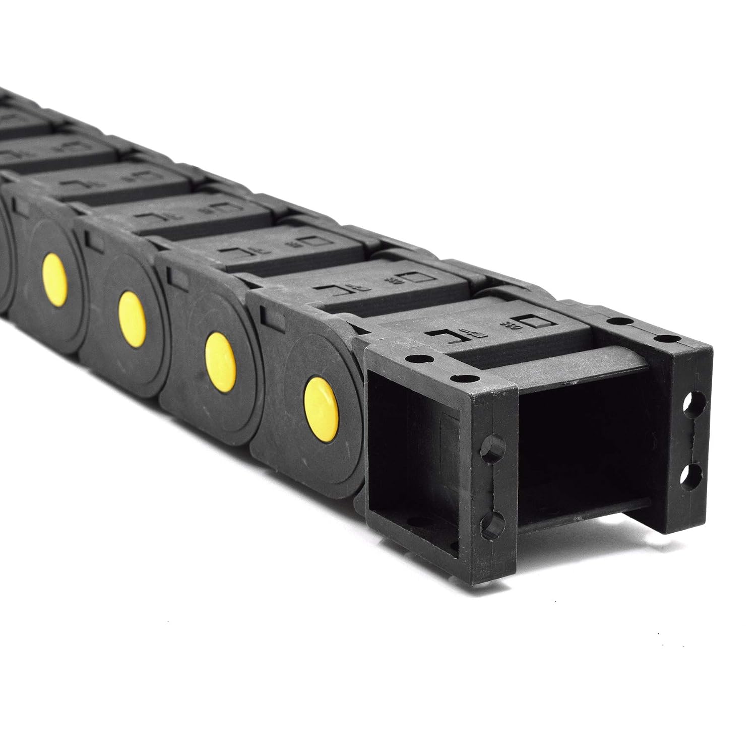Plastic Drag Chain Cable Carrier Closed Type with End Connectors R75 25 x 38mm L1000mm for Electrical CNC Router Machines