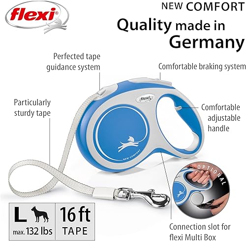 Miniatura 4 de FLEXI New Comfort - Correa retráctil para perro (cinta), ergonómica, duradera y sin enredos, correa para caminar para perros de hasta 132 libras, 16