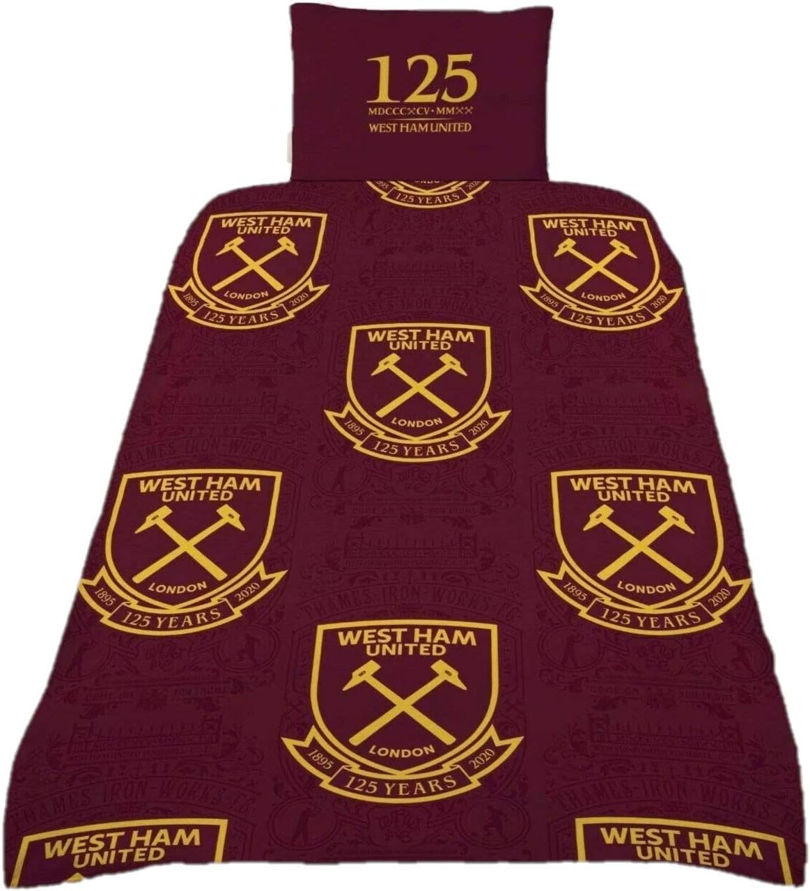 dreamtex West Ham Single Duvet Cover Set Reversible Design Football