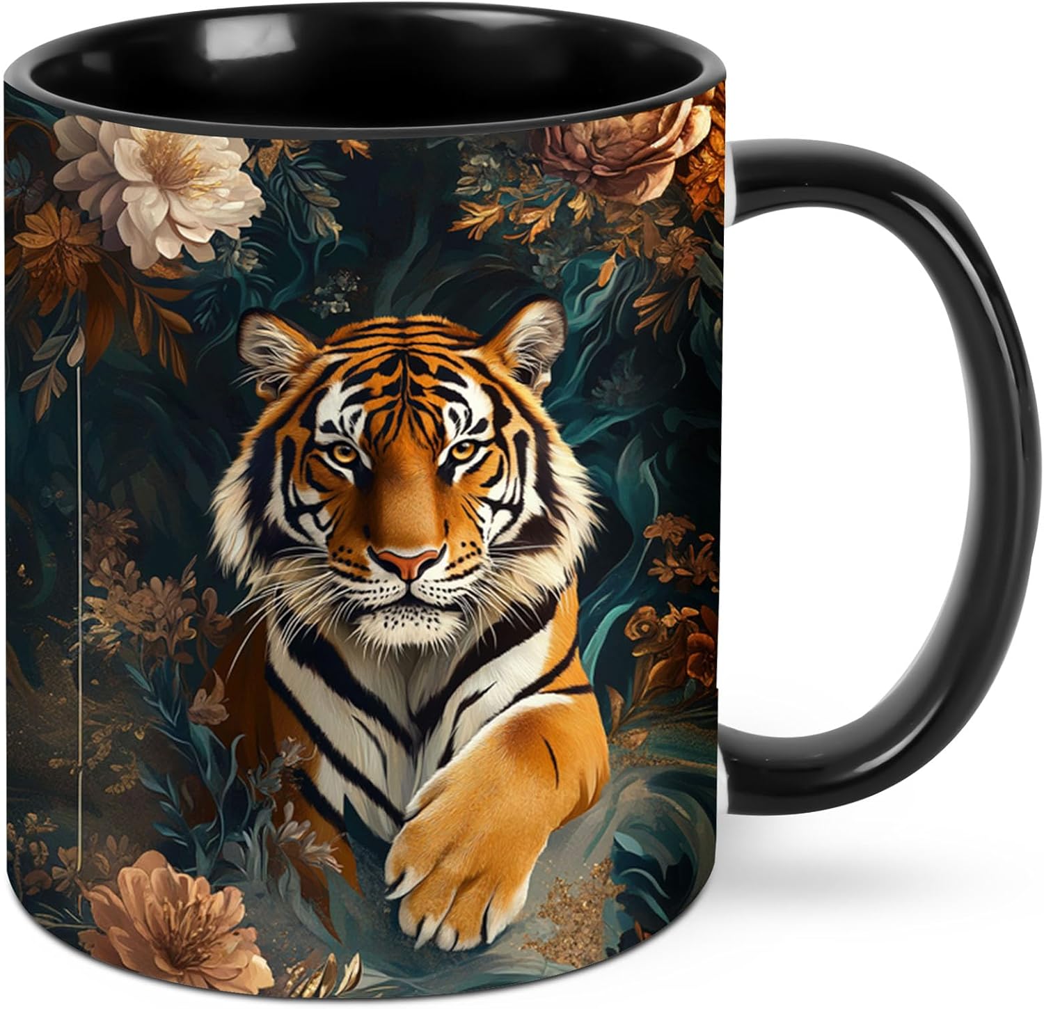 Yrebyou Tiger Coffee Mug Funny Tea Cup Ceramic Mugs 11OZ with Handle Gifts for Women Men Home Office Decor