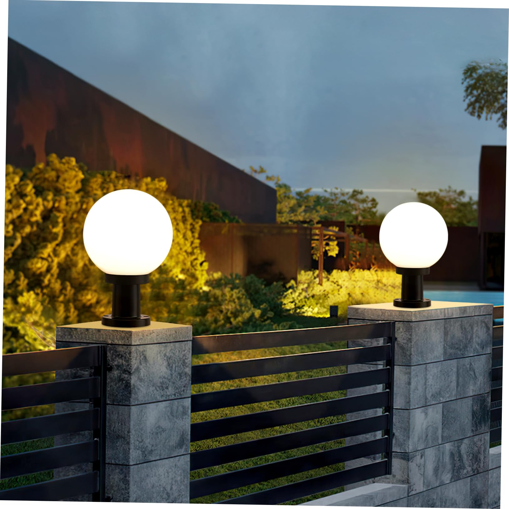 Kichvoe Lampada Postale Esterna Decorativa Base, Sfera Bianca in Acrilico