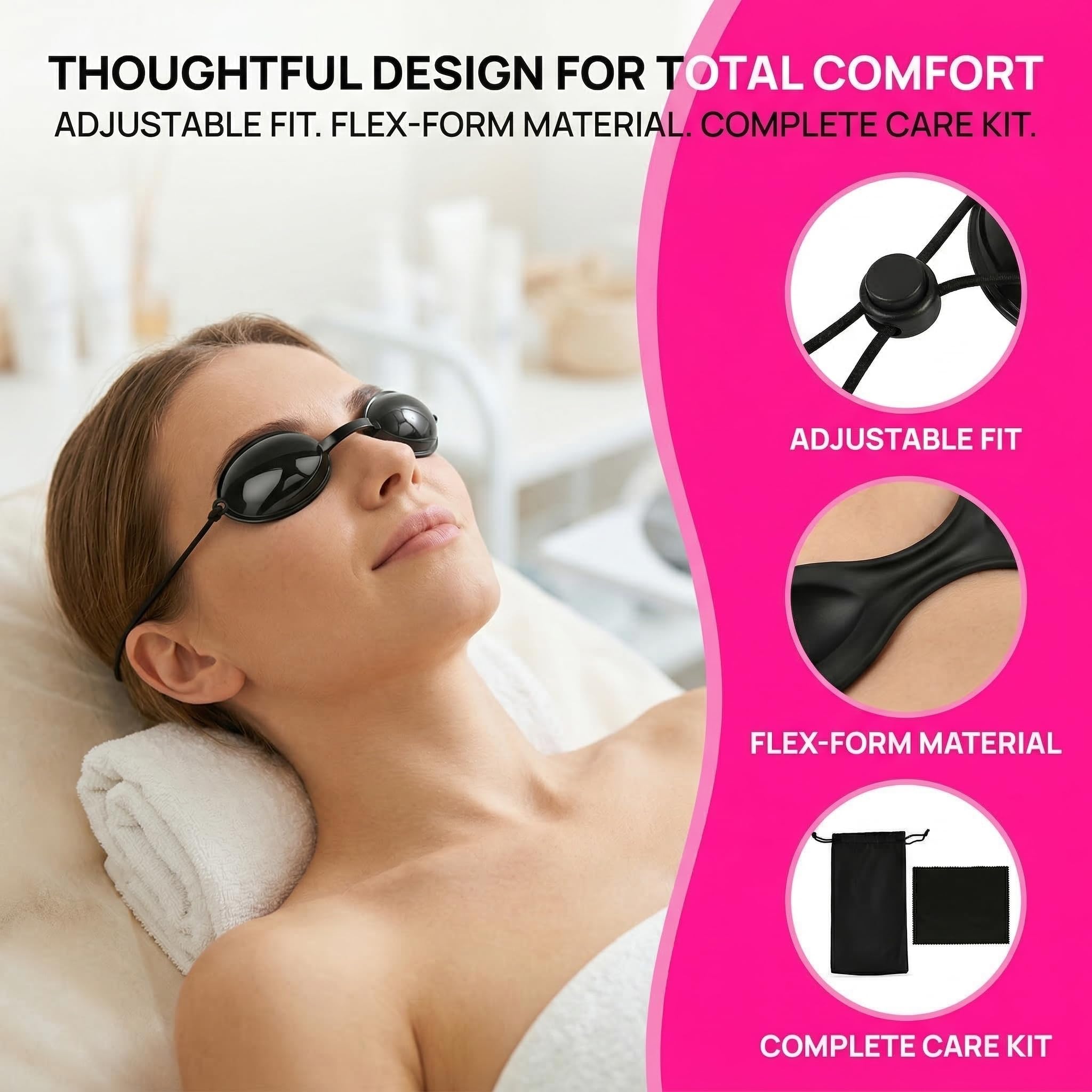 Tanning Goggles, Tanning Goggles for Tanning Beds with Storage Bag and Cleaning Cloth for Eye Protection, Sunbathing - 5