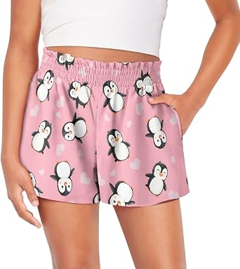 Girls Summer Shorts Size 3-16 High Waisted Athletic Flowy Shorts with Pocket
