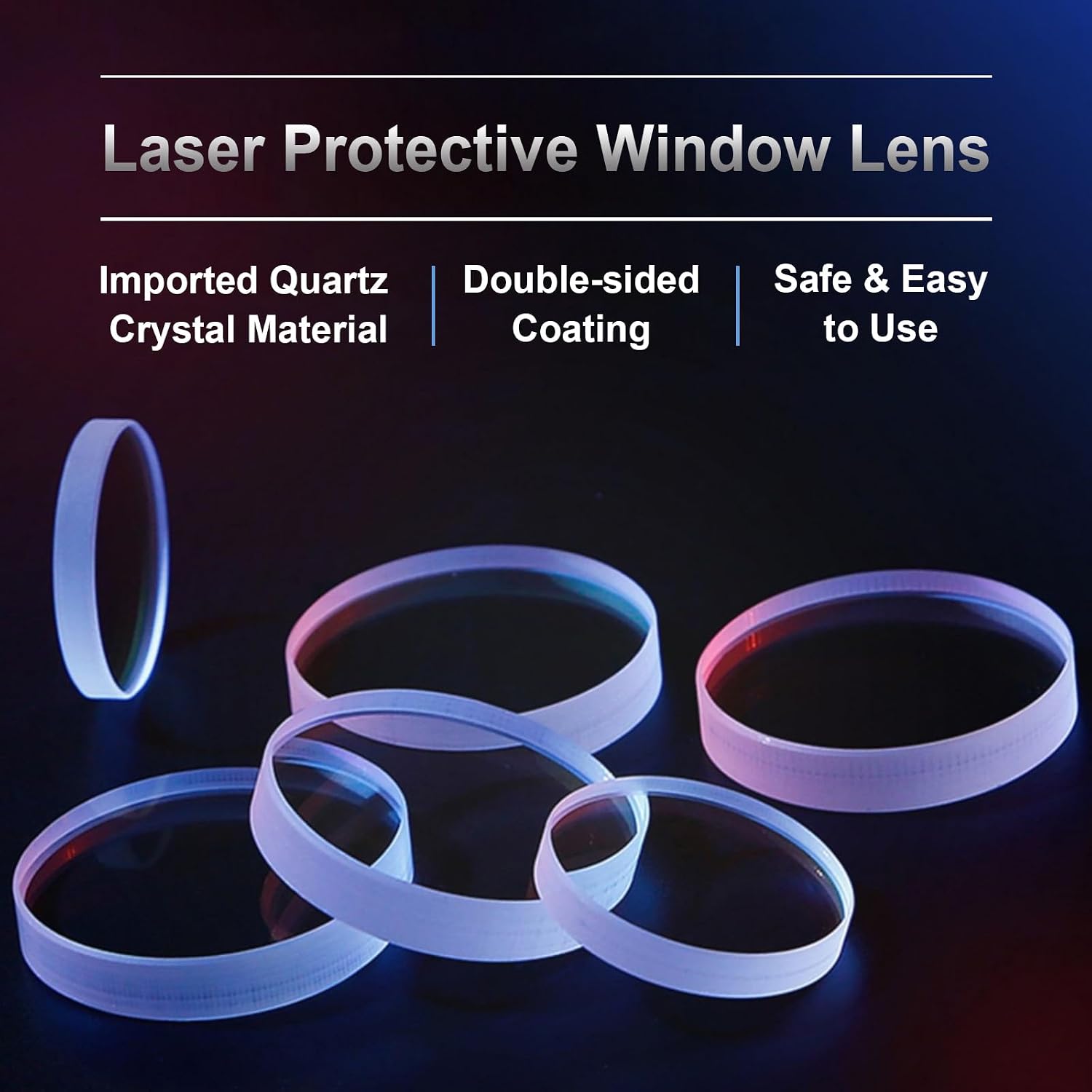 Laser Welding Lens Protective Window Lens 1064nm Universal for Laser Welder Gun D18T2 Dia:18mm, Thickness: 2mm Quartz Crystal Material