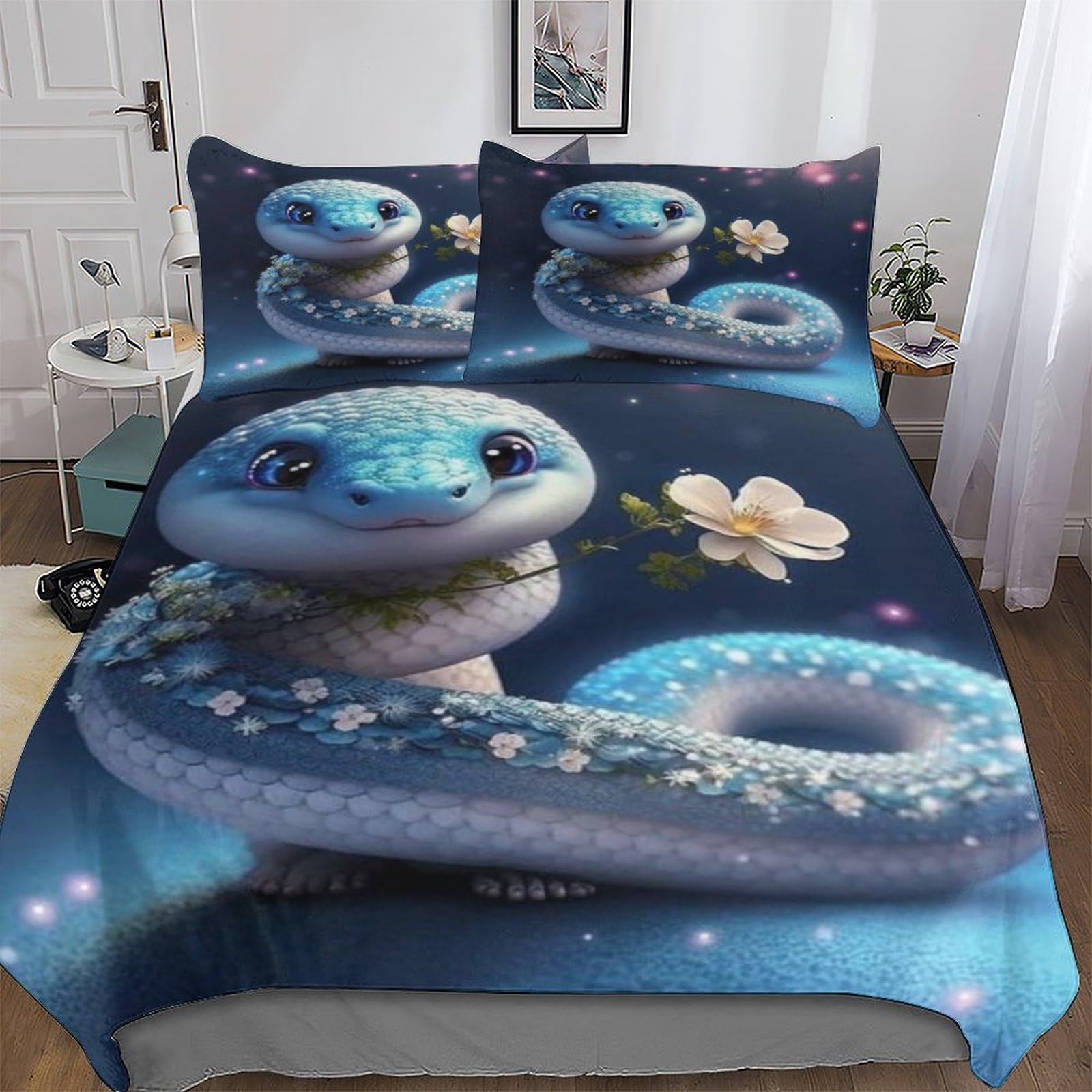 AASWDDS Snake Microfiber Duvet Cover Set 2 PCs Polyester Quilt Cover Bedding Set With Pillow For Boys Girls Comforter Cover Single(135x200cm)