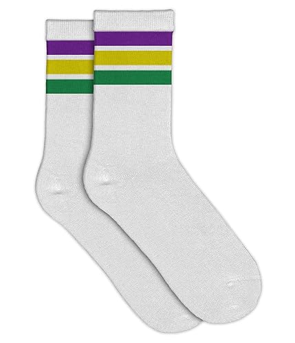 Tipsy Elves Holiday Themed Socks for Men Fun and Festive Men's Socks for Valentines and More - One Size - Mardi Gras (White)