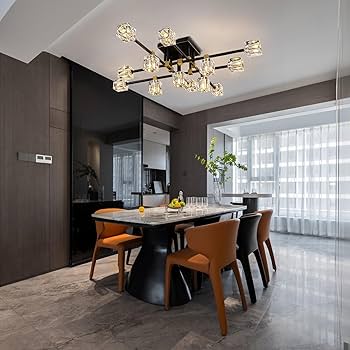 eskuche33 ゴールド OKES Crystal Ceiling Light Fixture with 13-Lights,Black and