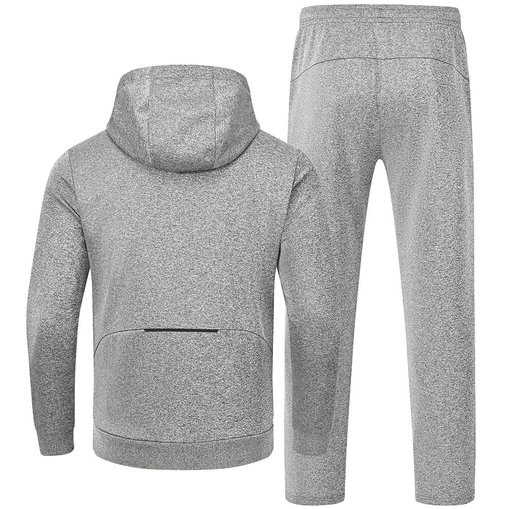 Gopune Tuta da uomo, set da 2 pezzi, con cappuccio, zip intera, per atletica, jogging, a maniche lunghe, abbigliamento sportivo casual
