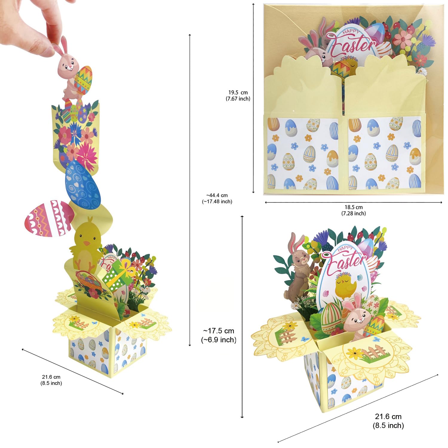 YEZIDE 3D Pop Up Easter Greeting Card with Note Card and Envelope Easter Greeting for Kids Family Friends - Image 2