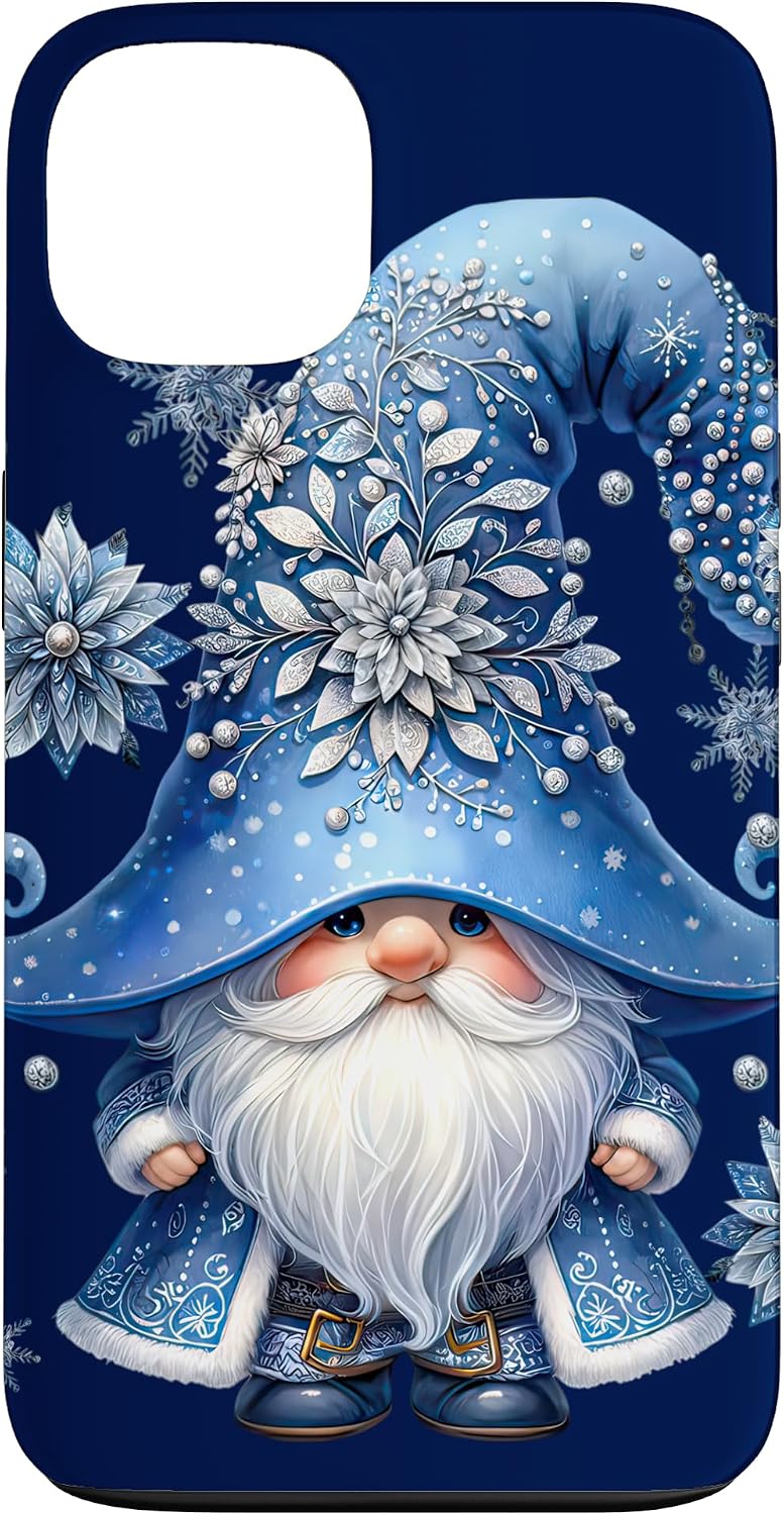 Winter Christmas Gnome For Snow Lover With Blue Snowflakes Case for iPhone 11