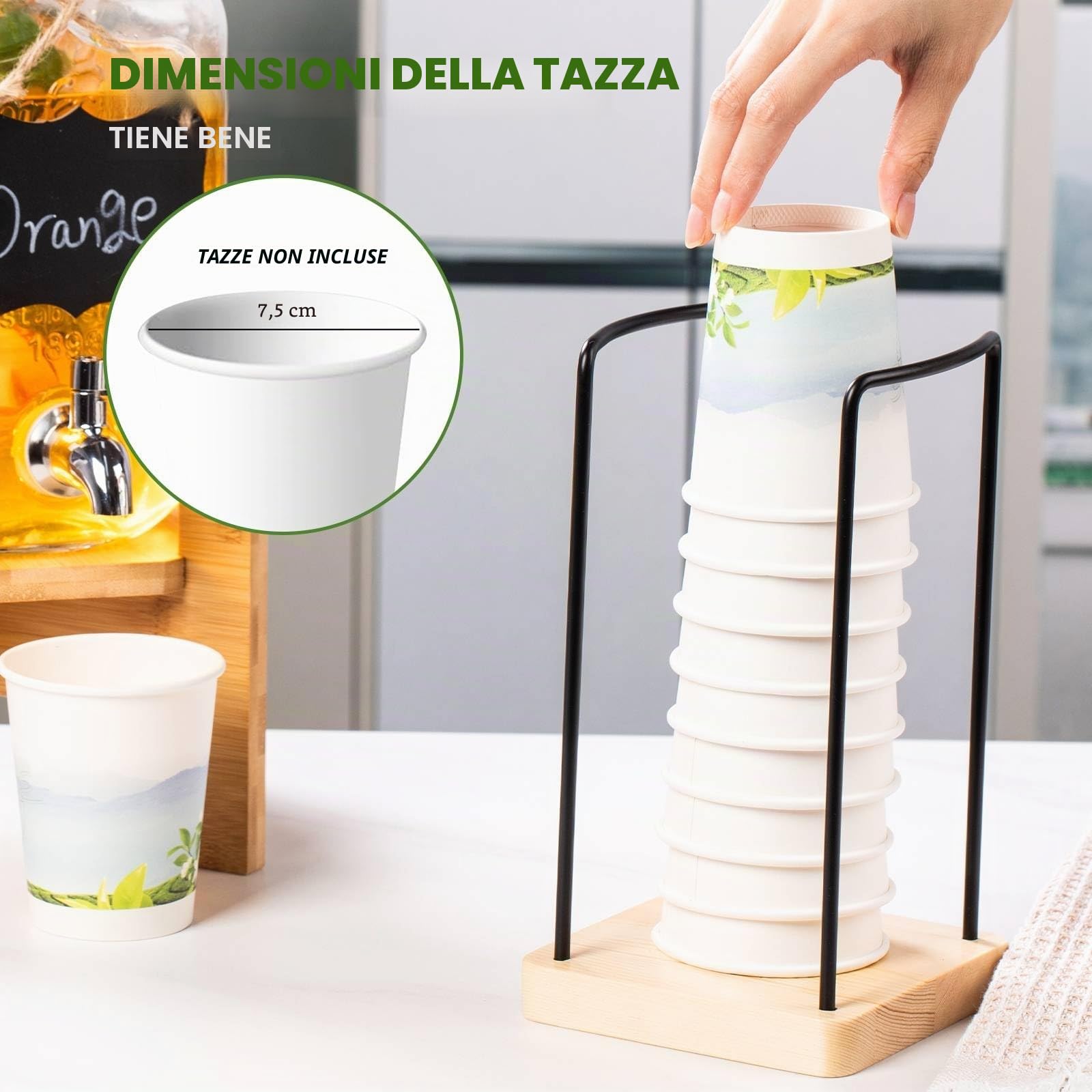 Dispenser per bevande in vetro con supporto, dispenser per bevande da 3,8 l per feste con portabicchiere, include un infusore per ghiaccio e frutta, un rubinetto in acciaio inossidabile 18/8