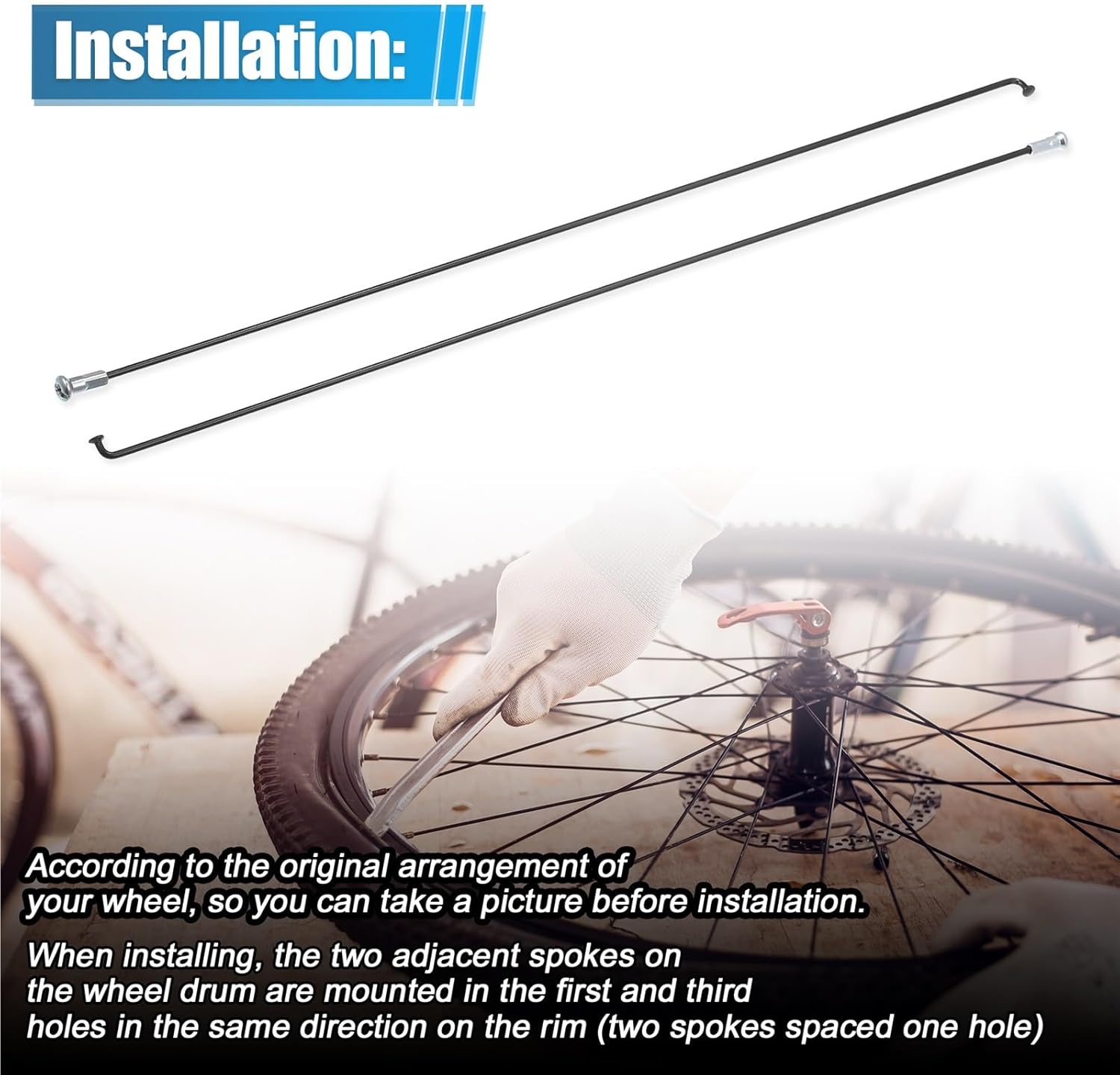 Bike Spokes 20pcs 14G J Bend Bicycle Steel Spokes with Nipples