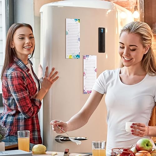 Miniatura 14 de Sinmoe Paquete de 6 blocs de notas magnéticos para refrigerador con soporte para bolígrafo, lista de compras de comestibles para hacer notas, 180