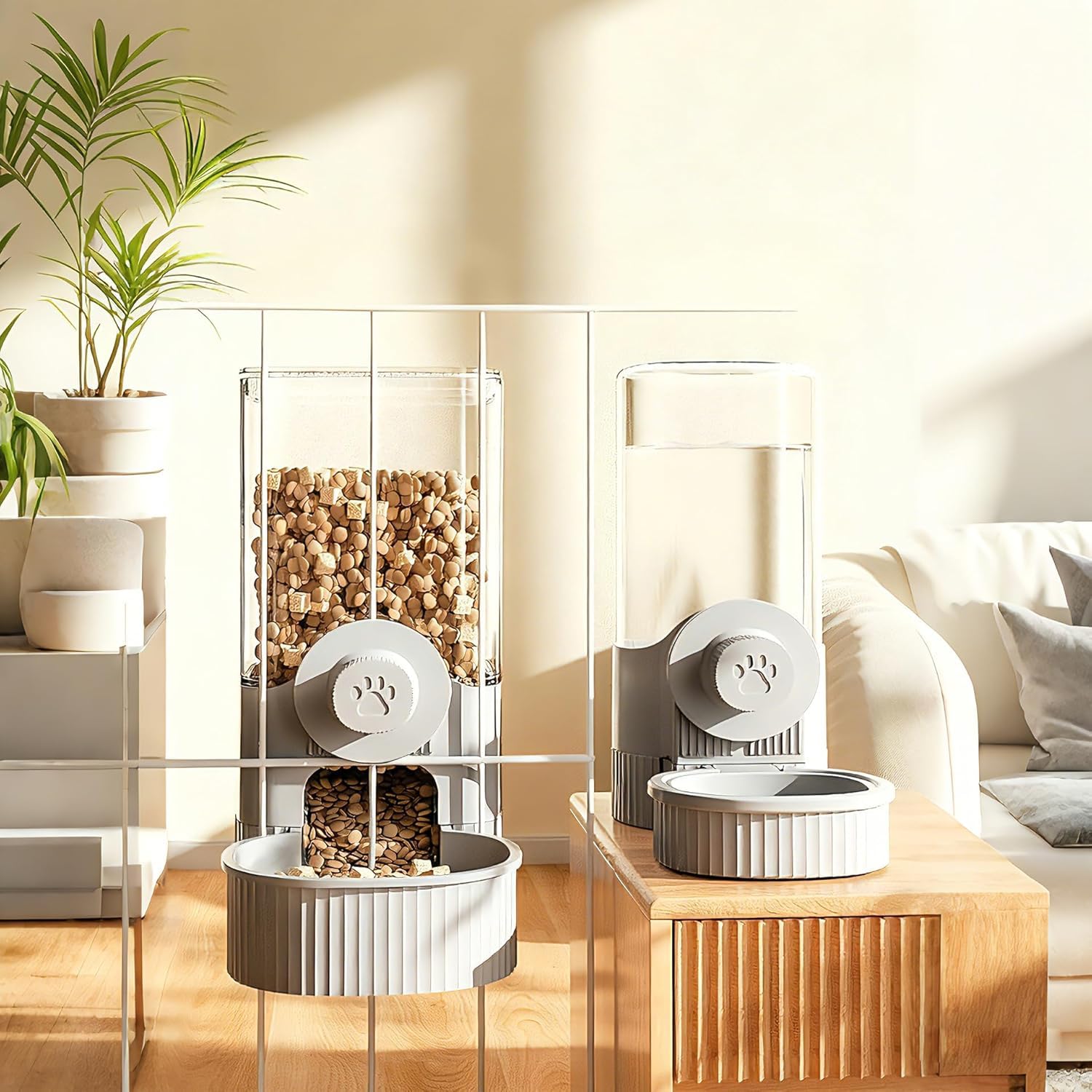 Kaninchenstall 2-stöckig mit 5-teiligem Zubehör-Set – Faltbarer Hasenkäfig 82,5×60,5×70 cm – Spritzschutz-Kotkasten, Metall-Heurack, Trinkflasche, Strohnest – Kleintiere Innen