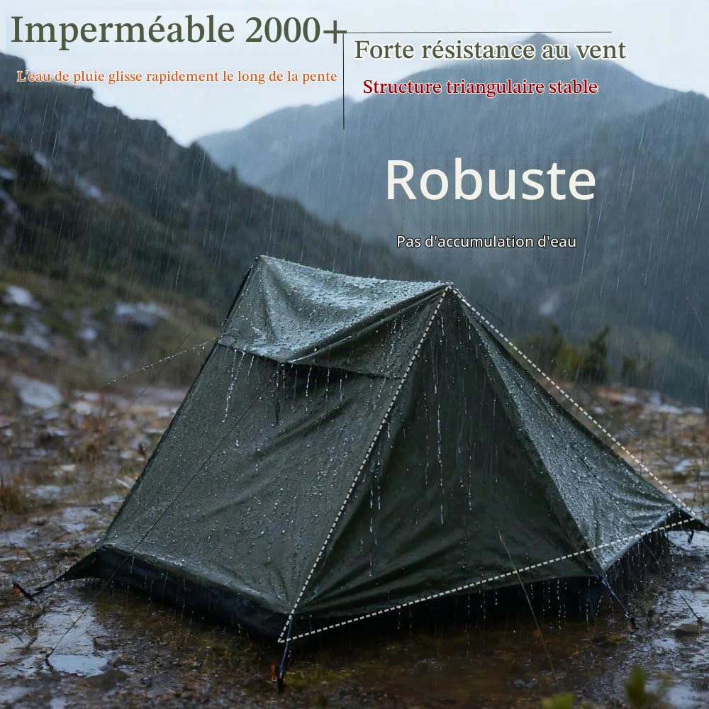 Tente légère pour Une Personne étanche 2000+mm pour randonnée, Camping et Trekking (sans Poteau)