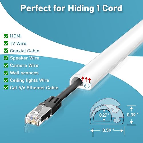 Miniatura 4 de Protector de cable de pared de 78 pulgadas, fundas de silicona autoadhesivas para cables en la pared, protector de cable para TV de montaje en