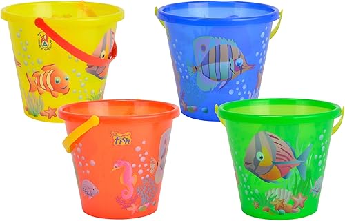 Miniatura 5 de Simba 107106525 - Cubo de arena transparente, diseño de peces (6.7 in de altura, 7.9 in de diámetro), color arena