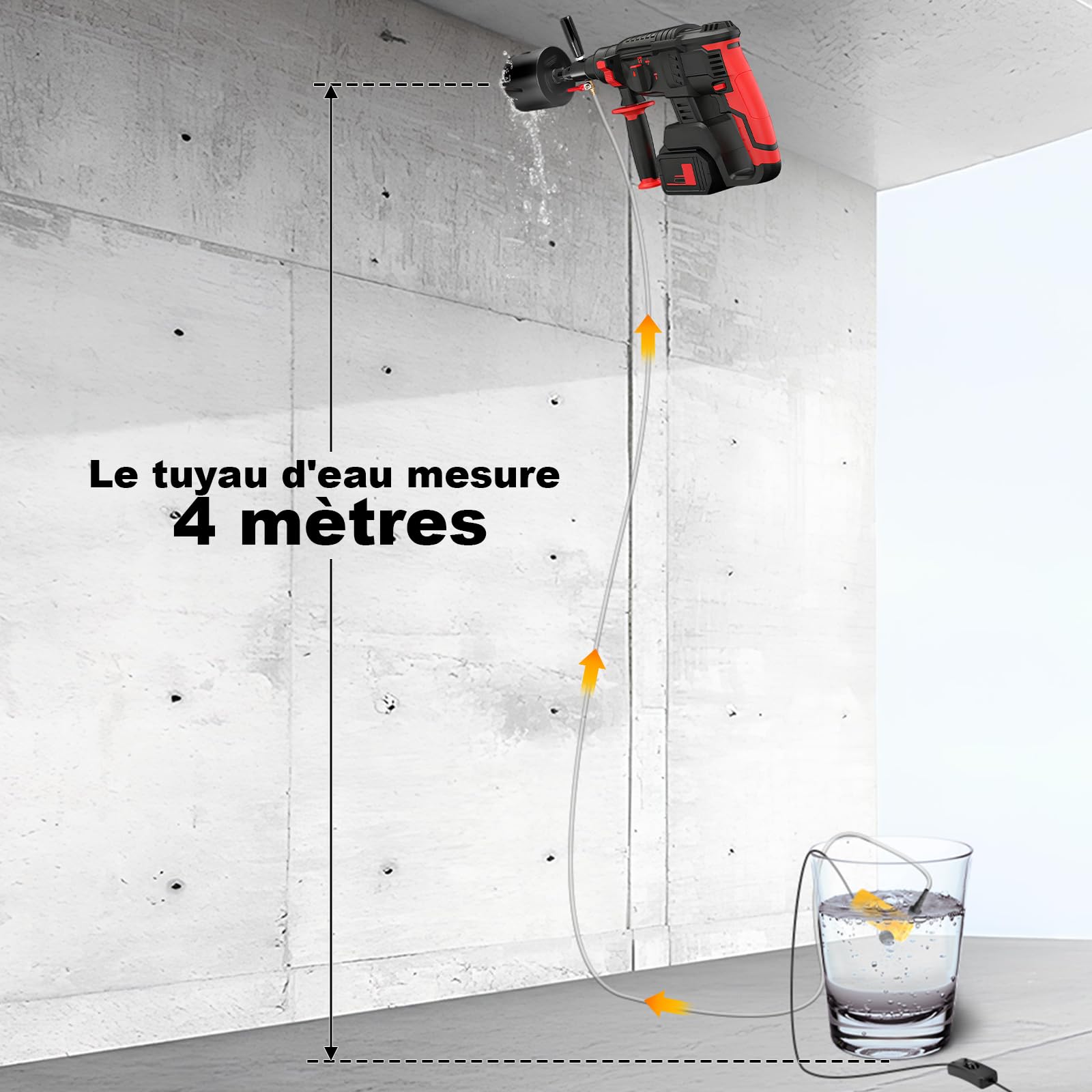 XIIW Adaptateur SDS MAX vers M22 pour Carotteuse Beton - Avec Pompe + 4 M Tuyau, Arrosage Automatique, pour Trépan Béton Couronne de Forage Diamantée, Scies Cloche, Foret Carotteur