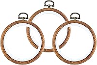 Piutouyar 3-Pack 4 Inch Imitation Wood Embroidery Hoops - Durable Cross Stitch Rings for Crafts, Sewing, Display & Hanging Decor