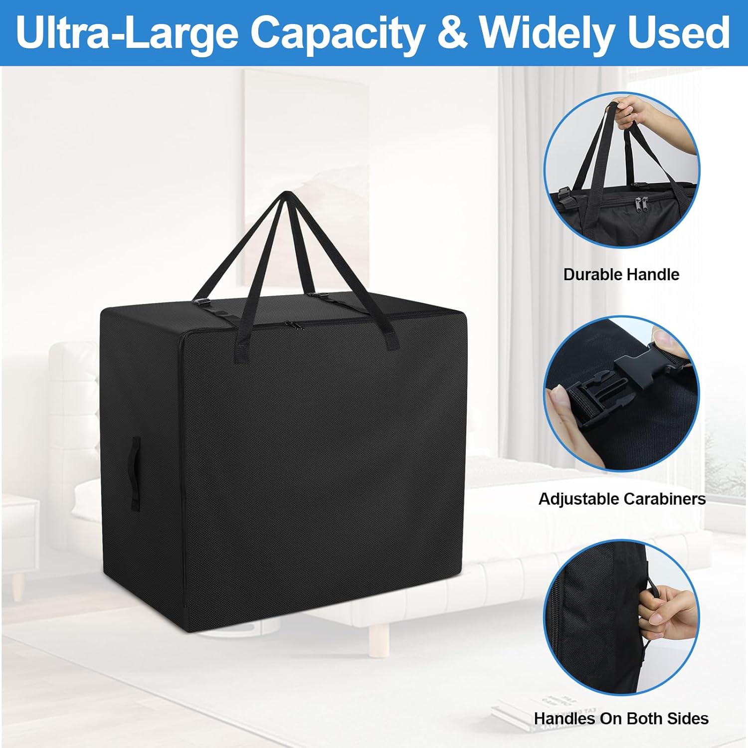 Folding Mattress Bag - 600D Oxford Cloth Heavy Duty Carry Case for Tri-Fold Guest Bed Mattress (Fits 4