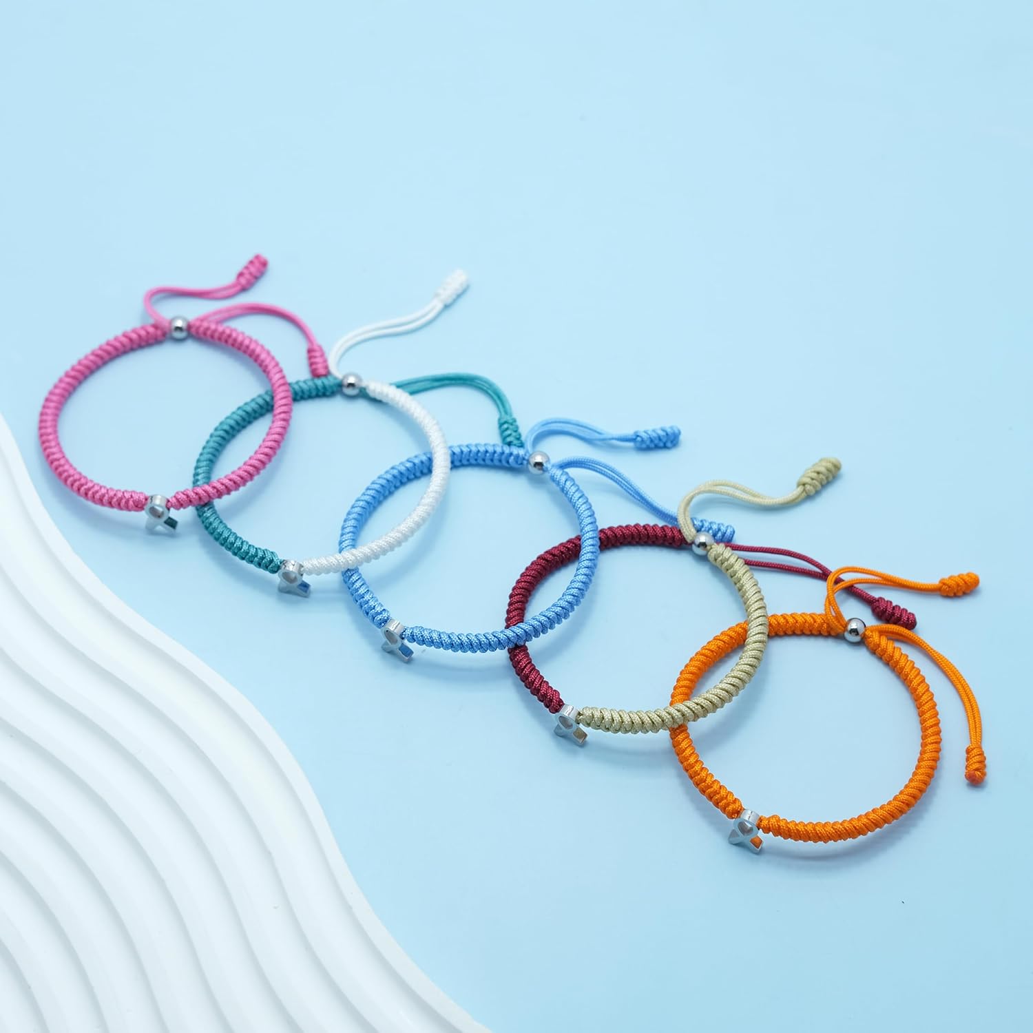 LAMIBEE Bracelet For A Cause, Awareness Ribbon Bangle Bracelets, Wristbands Get Well Soon, Protection Surfer String Bracelet for Men, Women Boho Amulet Style - Image 6