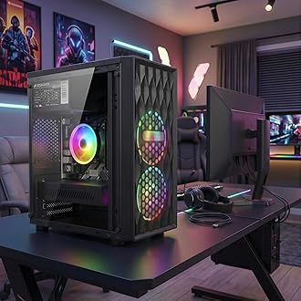 STGAubron Gaming PC Computer Desktop, Radeon RX 560 4G, Intel Core I7 8th up to 4.1GHz, 16G DDR4, 512G SSD, WiFi 6 & BT 5.2, RGB Fan x2, Windows 11 Home