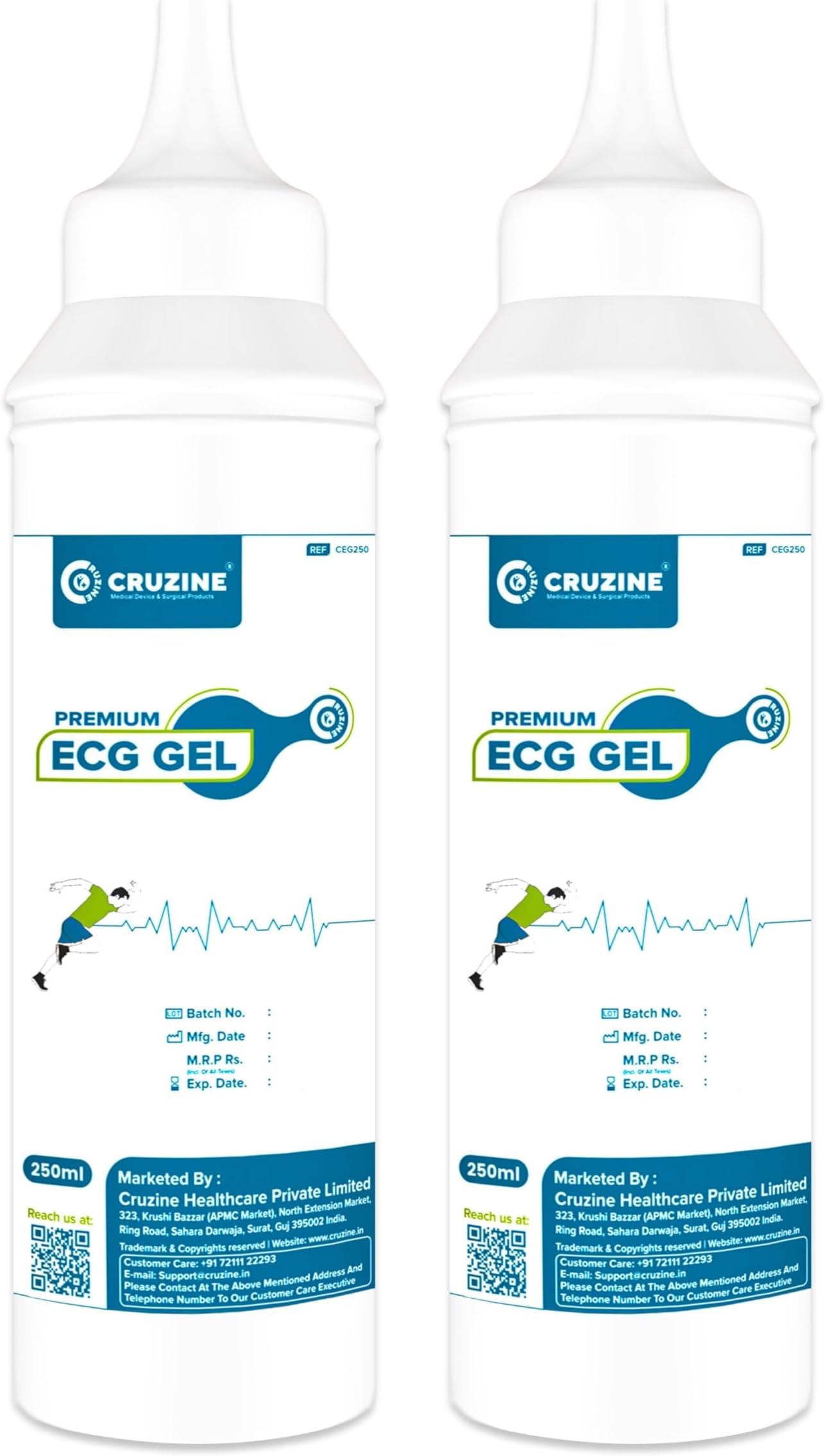 CRUZINE Ultrasound Gel USG for Sonography and Physio 250ml (Blue Gel, Pack of 1)