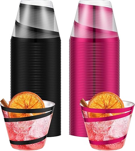 Vista 157 de Gejoy Vasos de plástico con borde de 9 onzas, vasos desechables para beber vino, vasos transparentes y elegantes de Halloween para suministros