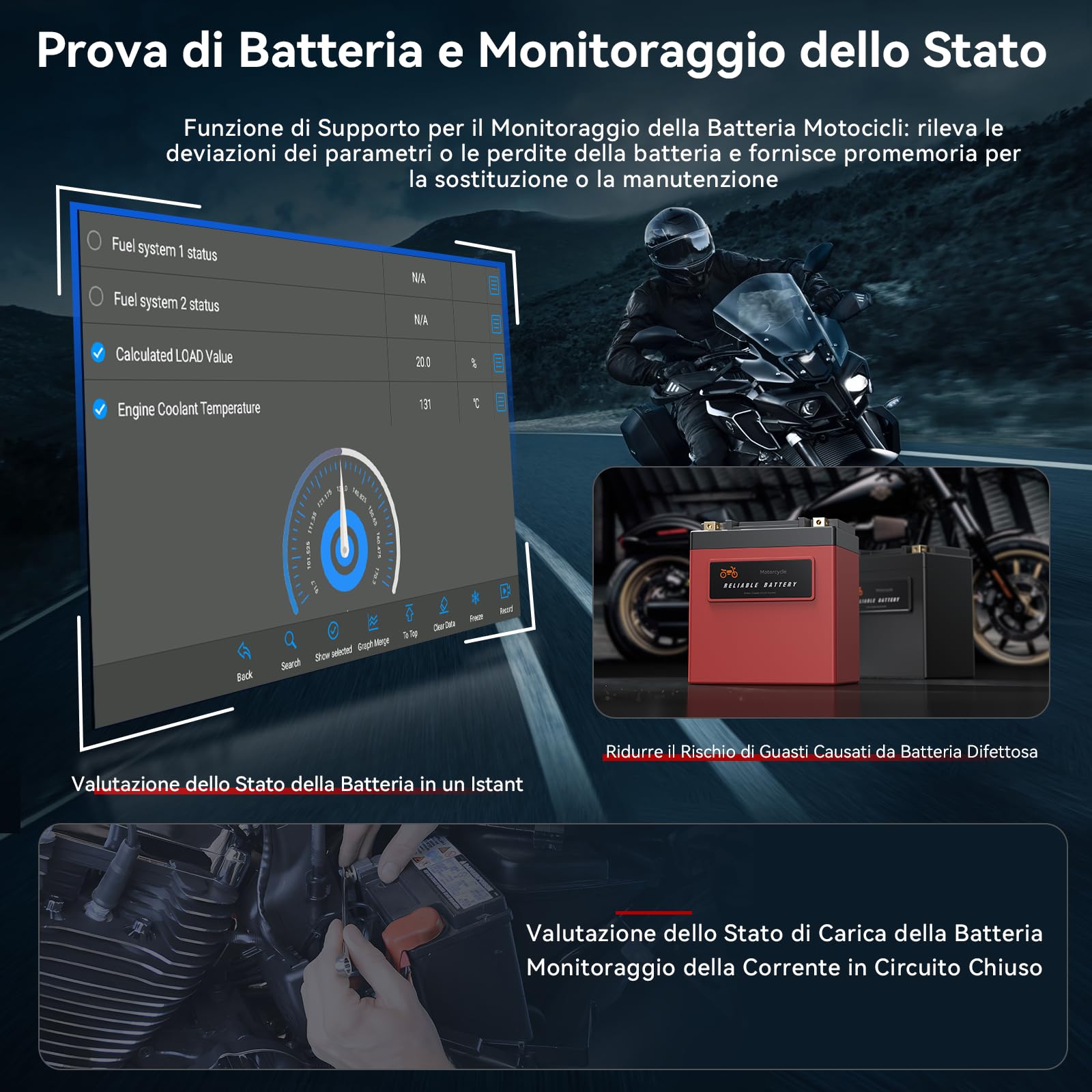 iCarsoft MT PRO Strumento Diagnostico Motociclette per Harley/BMW/Ducati/Honda ecc. Diagnostica Completa Sistemi Motocicletta, Reset Manutenzione + Test Attivi, Lettore Codici Touchscreen +Auto OBD2