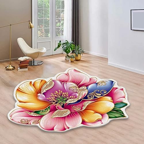 Miniatura 5 de Alfombras suaves para dormitorio, 3 x 3 pies, antideslizantes, alfombras grandes y bohemias, alfombra de suelo circular 3D de transferencia de