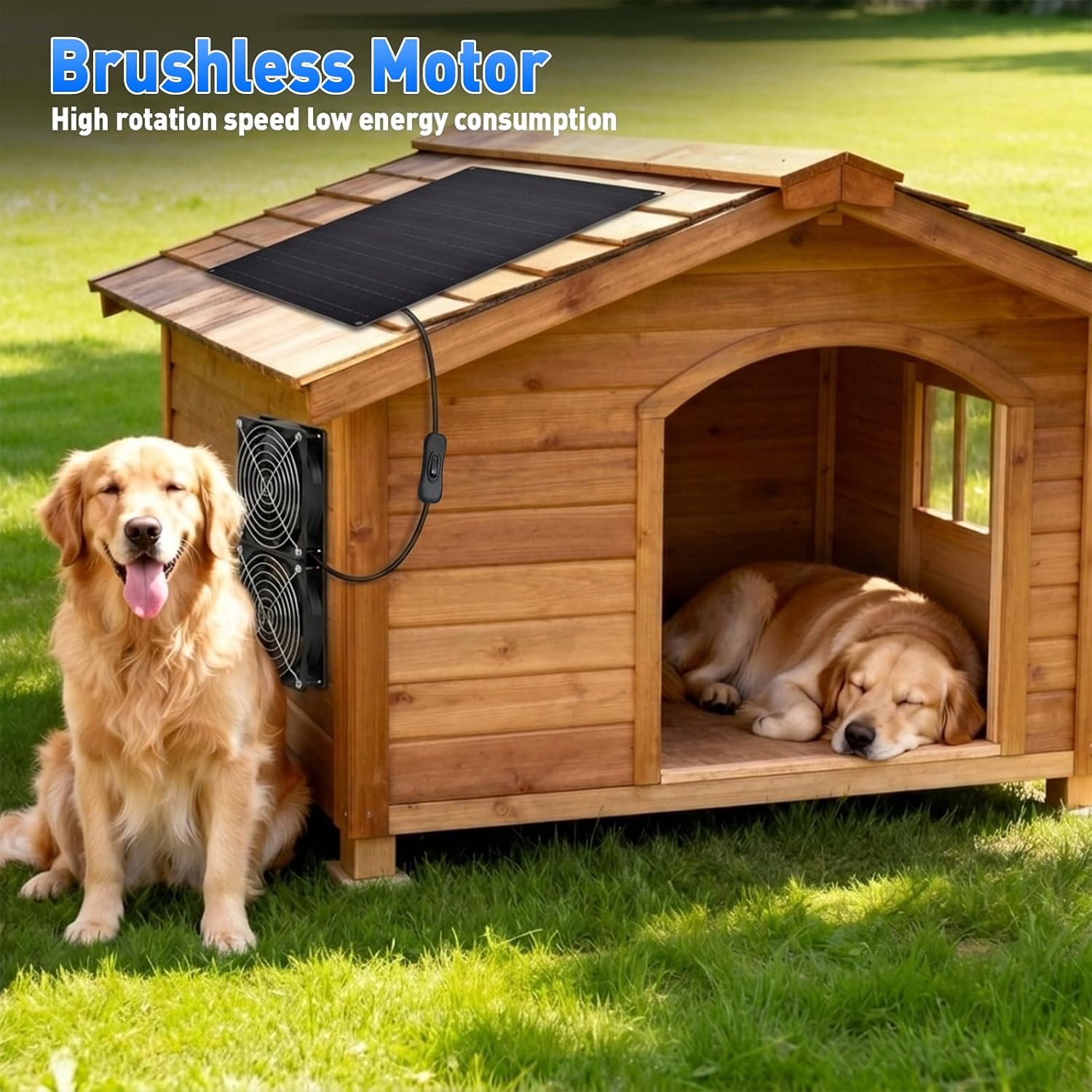 Solar Powered Fan, 25W Solar Fans for Outside Vent Exhaust Fan Waterproof for Shed Chicken Coops Greenhouse Doghouses Pet House for Intake or Exhaust Air Cooling