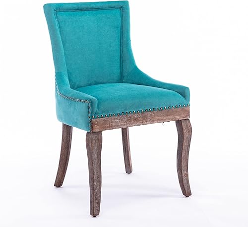 Miniatura 3 de Dining Chairs and Table & Chair Sets, Ultra Side Dining Chair with Thickened Fabric Upholstery and Solid Wood Legs, Bronze Nail Head Accents, Set of