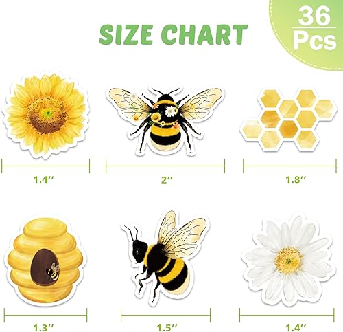 Miniatura 5 de Decoración para cupcakes de fiesta de abejas, 36 piezas, decoración de fiesta de abejorros para niños y niñas, cumpleaños, baby shower, suministros