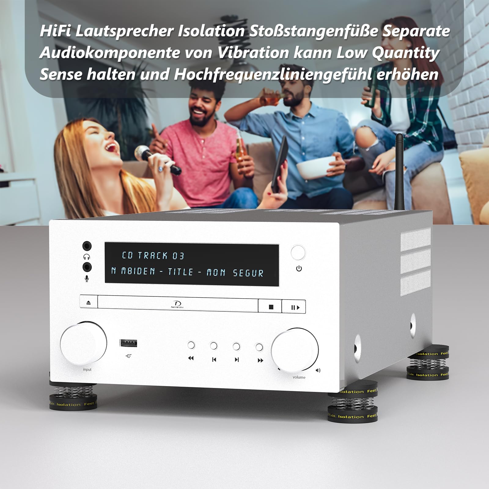 Soporte para altavoces HiFi con almohadillas de aislamiento para altavoces, pies de alta fidelidad, pies de dispositivo, amortiguador, posavasos con goma antideslizante para amplificador, subwoofer y